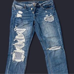 American Eagle Outfitters Ripped Blue Skinny Jeans